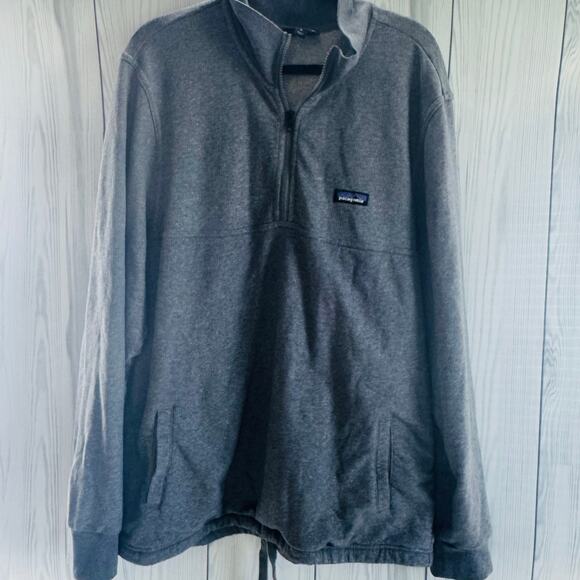 Patagonia Pullover Sweater XL Men's 1/4 Zip Pockets Gray Tie Waist - Picture 1 of 9